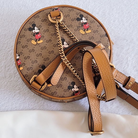 Authentic Gucci x Disney Mickey Mouse GG Supreme Monogram Mini Round Backpack - Picture 14 of 16